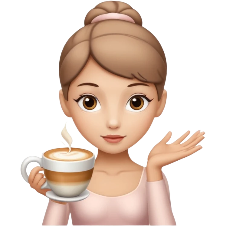 give me a ballerina with a cappuccino mug as her head emoji