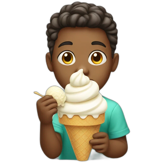 Kid eating white ice cream  emoji