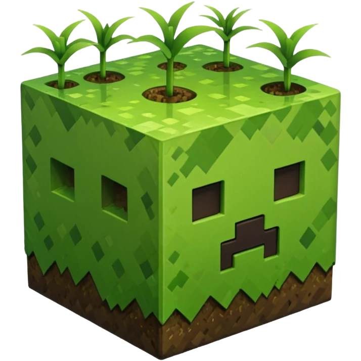 Make a minecraft gress block 3d,HD quality a emoji emoji