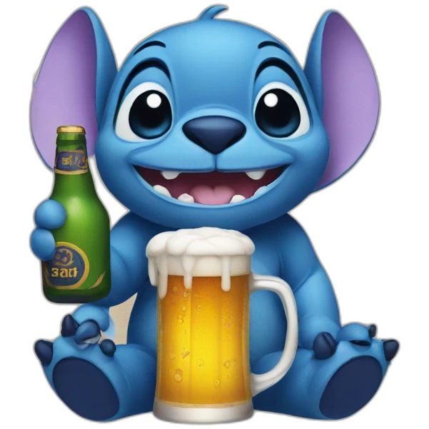 Stitch with beer emoji
