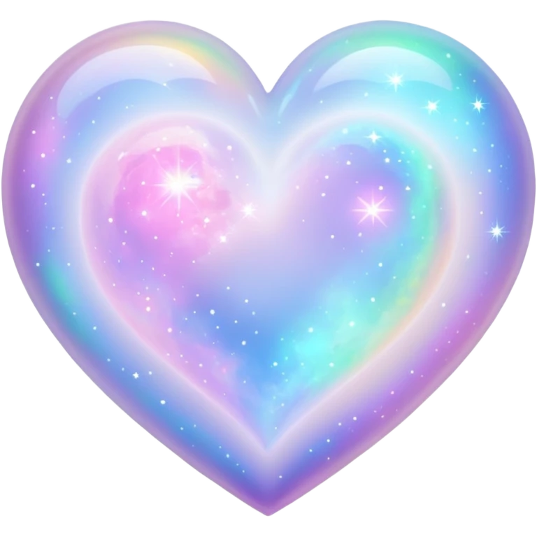 Pastel White iridescent nebula heart emoji