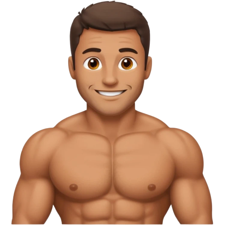 Muscular and chest hair man emoji