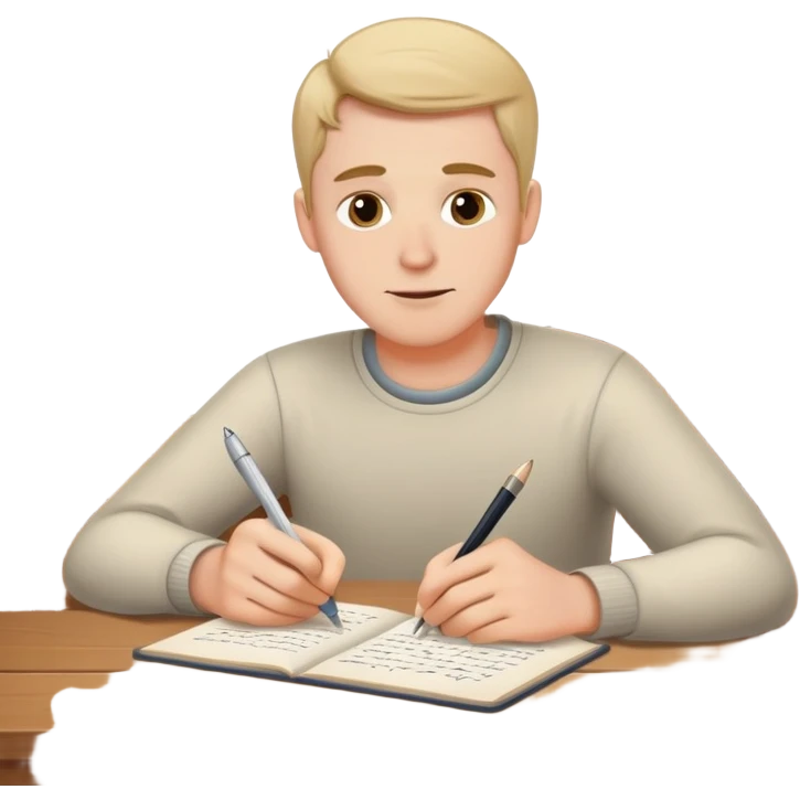 white man writing at a table emoji