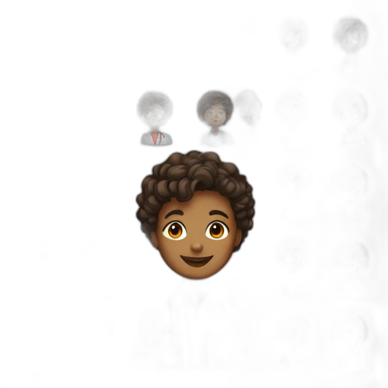 Doctor, brown skin, short hair, curly hair, oblique view, happy emoji