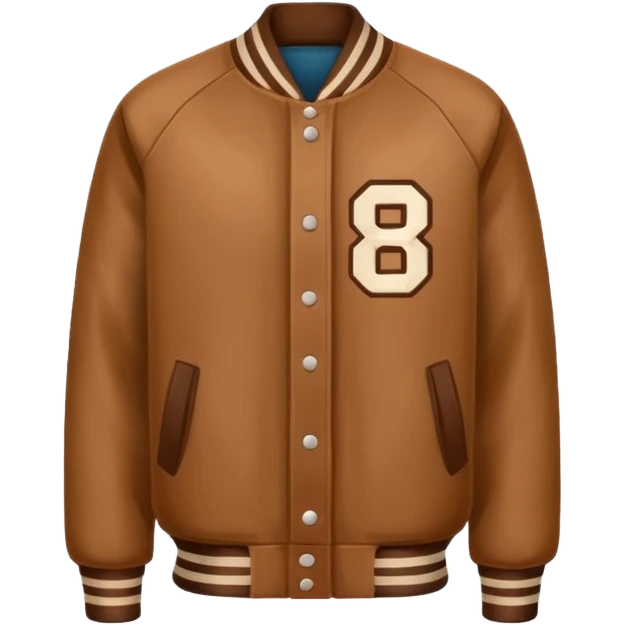 brown varsity jacket with 
left side : T 
right side : number <85> right side chest 


 emoji
