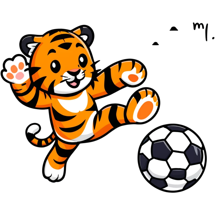 Bengal tiger playing football in Cincinnati emoji