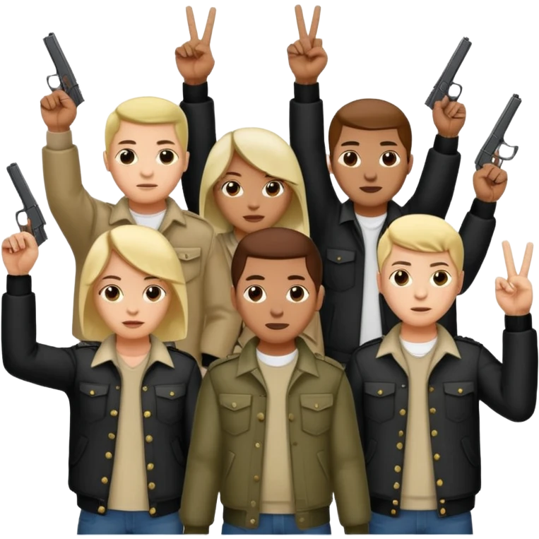 Norteño gang with 14, hand gang signs and guns emoji