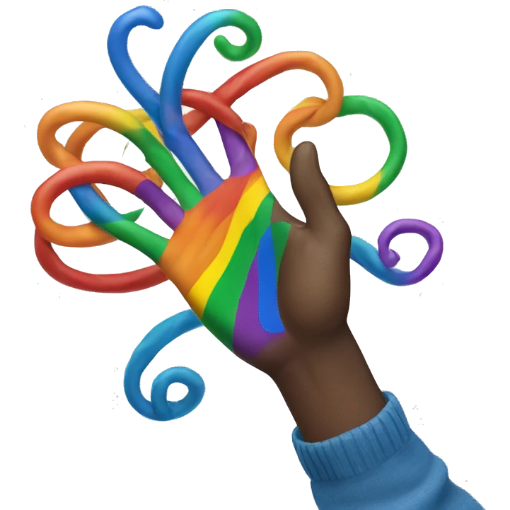 Tangling hand with lgbtq colors emoji