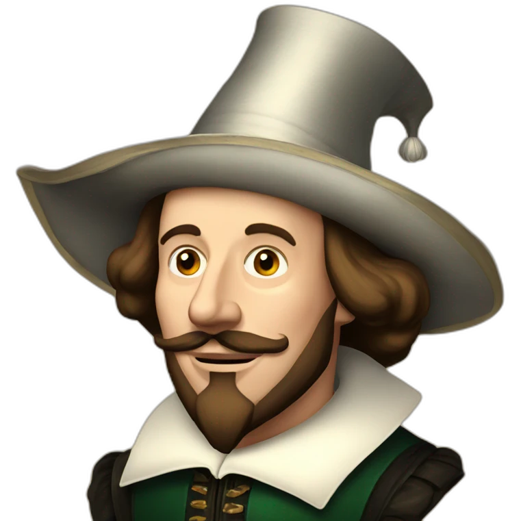 william shakespeare with a party hat emoji