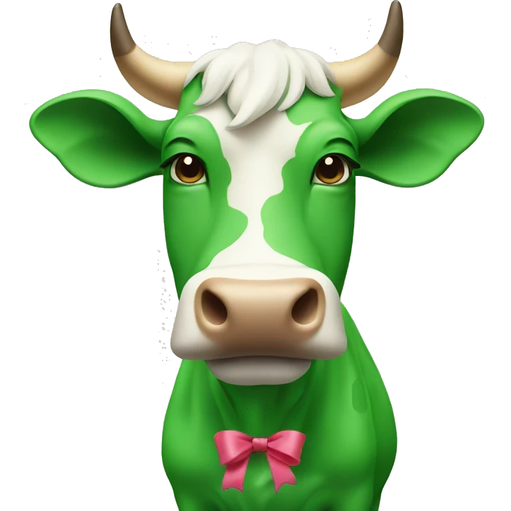 green cow with bow emoji