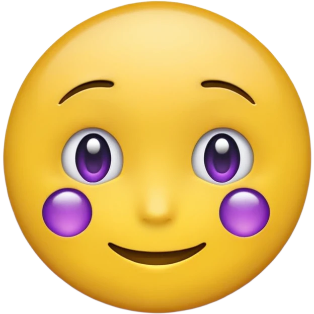 round yellow emoji face Android Noto Color Emoji style, upper half with purple anime shadow, small straight mouth, small blank eyes, disbelief, minimal, colorful, emoji-like emoji