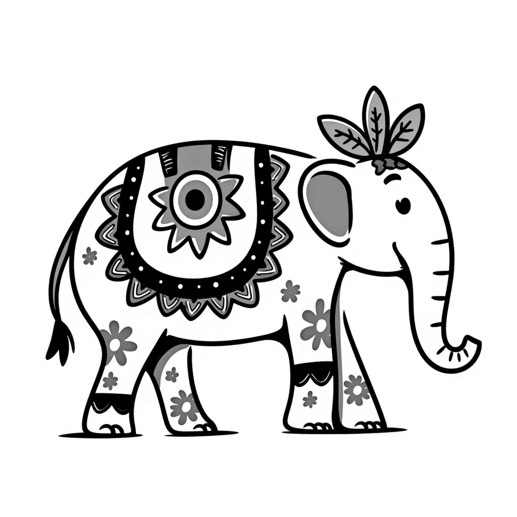 Colorful Indian elephant with decorative patterns emoji