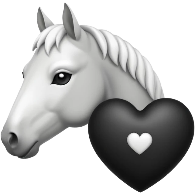 White Horse centered within a black heart emoji emoji