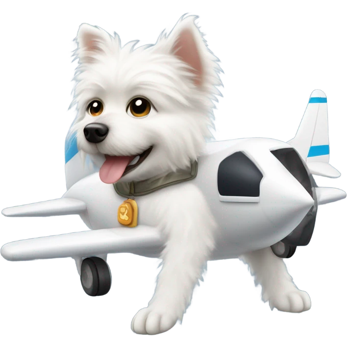 cute white dog riding a jet plane emoji
