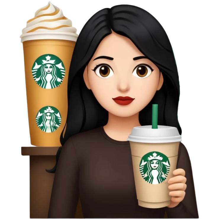 Girl Latina Starbucks hair black  emoji