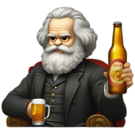 karl marx drinks beer and reads the book emoji