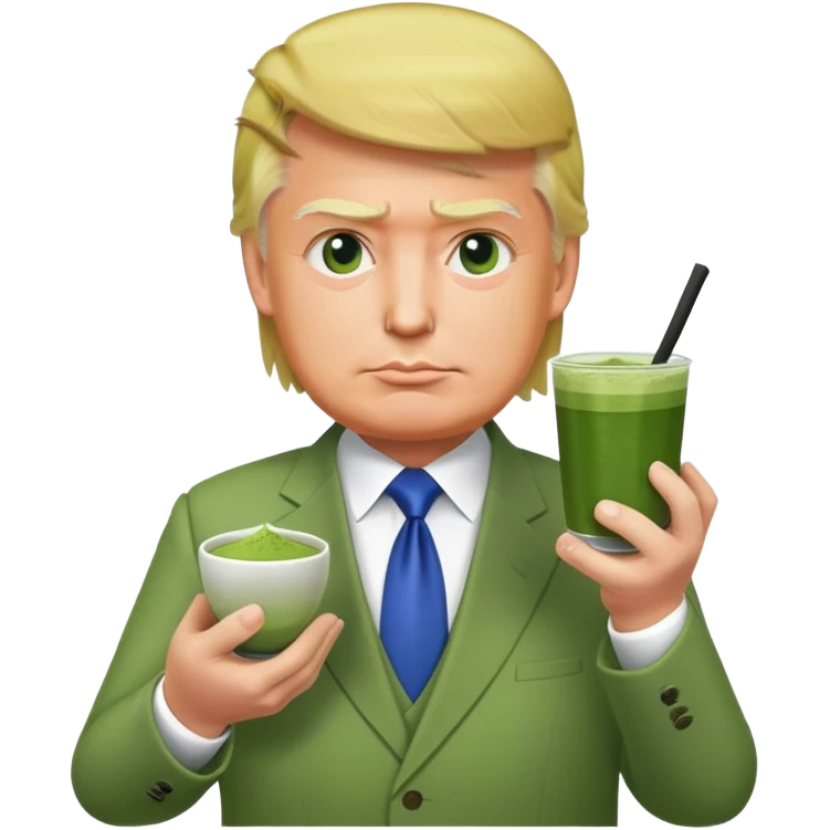 Trump holding matcha emoji