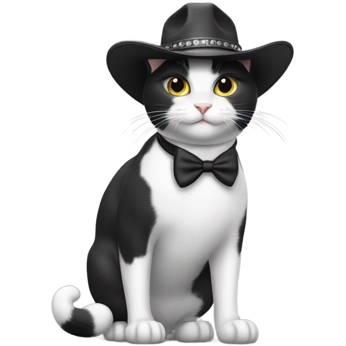 Tuxedo cat in cow boy outfit riding a white and gray cat  emoji
