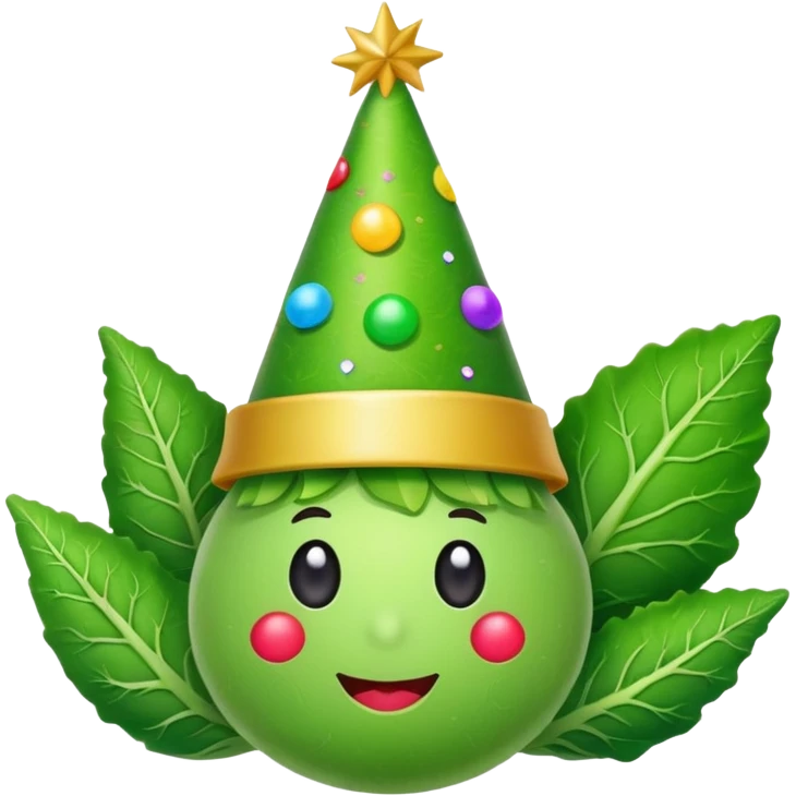 green vegetable with a top party hat emoji
