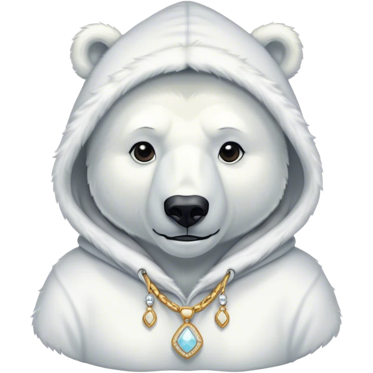 Polar bear wearing a hoodie and jewlery on  emoji