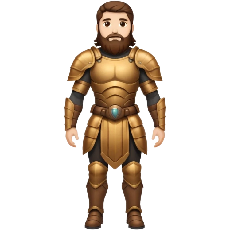 full body man long brown hair brown eyes medium beard white skin muscular build beetle shell armor emoji