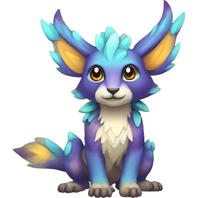 Cute cool colorful fantasy animal hybrid Fakemon full body emoji