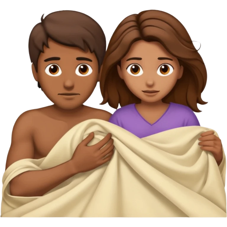 Brown Man with brown hair woman bent over naked having sex in bed emoji