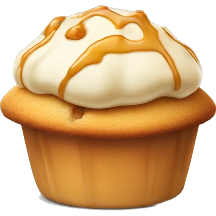 vanilla muffin with topping caramel emoji