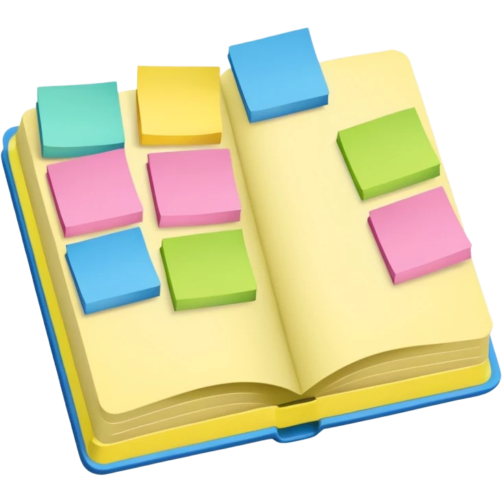 Opened book with colourful side sticky notes emoji