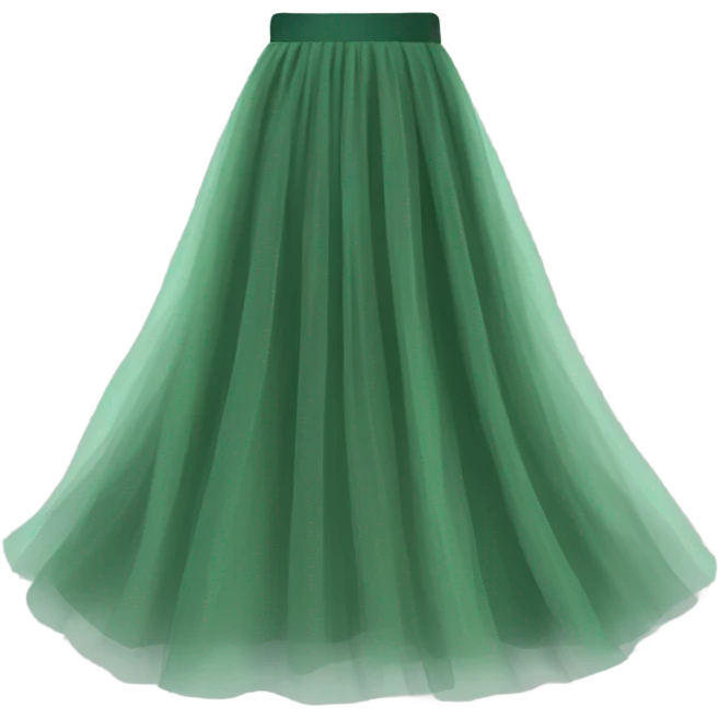 Long Green tulle skirt, isolated emoji