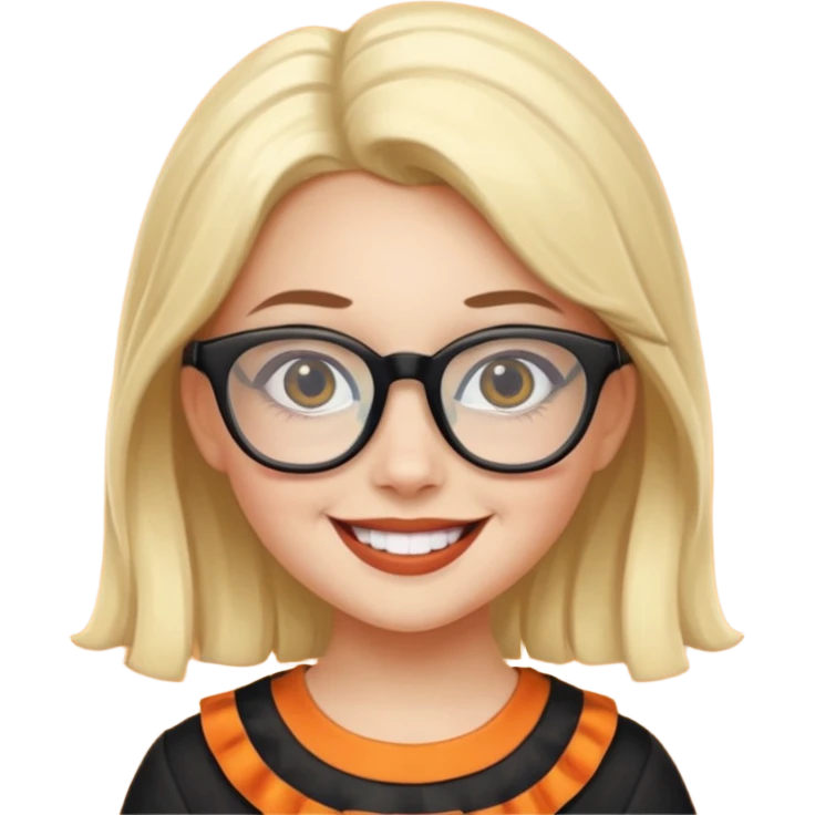 girl with hallowen costumes with glasses emoji