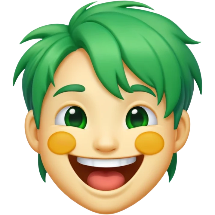laughing emoji with green hair  emoji