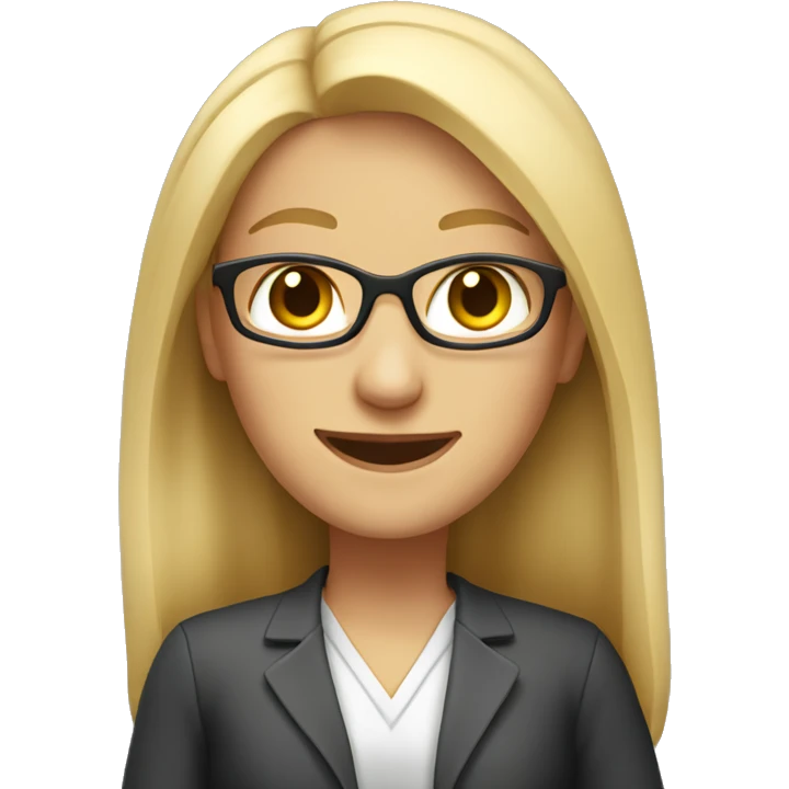 Create an emoji of a blonde teacher, with long straigh hair, smiling  emoji
