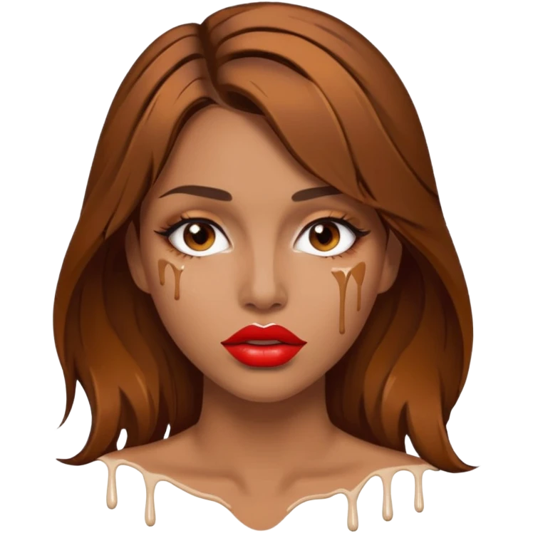 Brown Hair, Woman, white paint drip, face, hot, Sexy, lips emoji