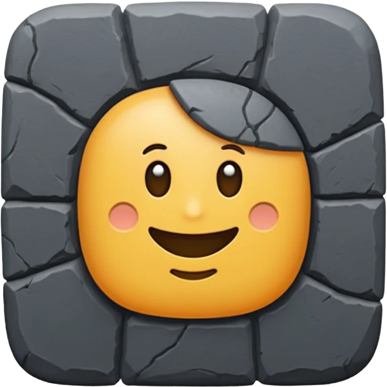 Emoji-style icon of a dark gray Roman sanpietrino cobblestone, minimal, rounded, cute, and readable at small size. emoji