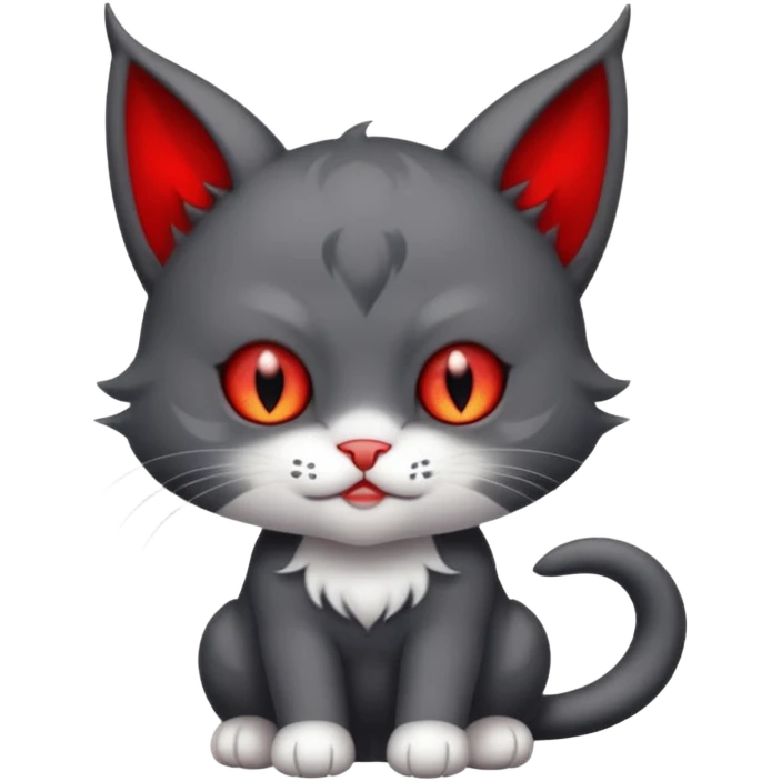 charcoal grey and white baby devil cat emoji