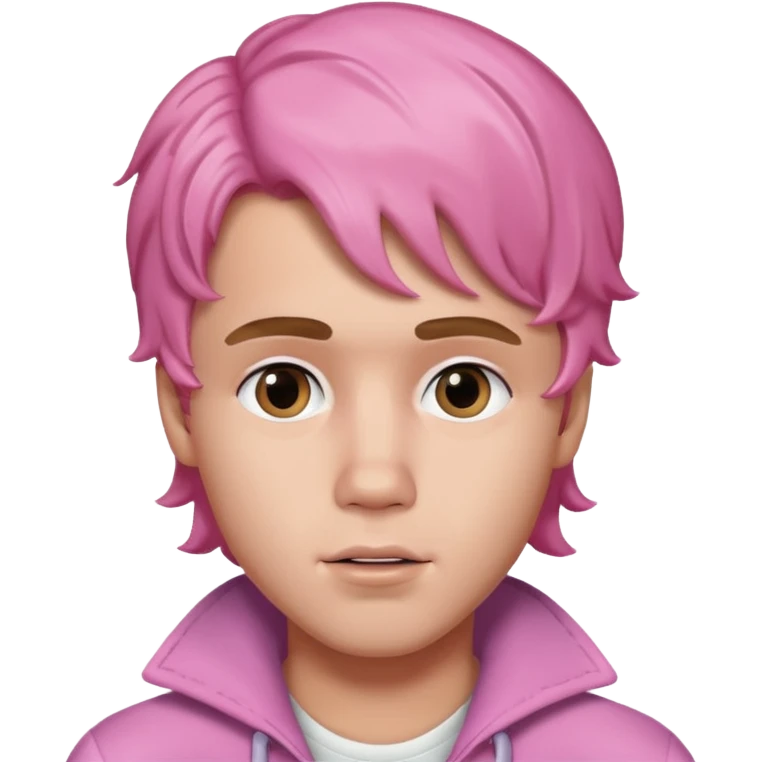 justin bieber with pink wavy hair emoji