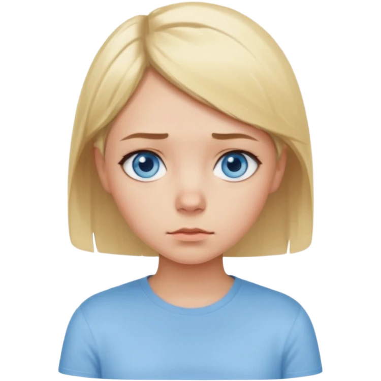 a girl blue eyes short blonde hair looking bored emoji