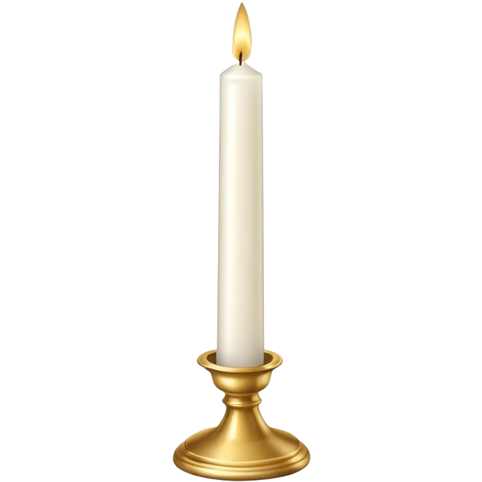 White taper candle with gold holder emoji