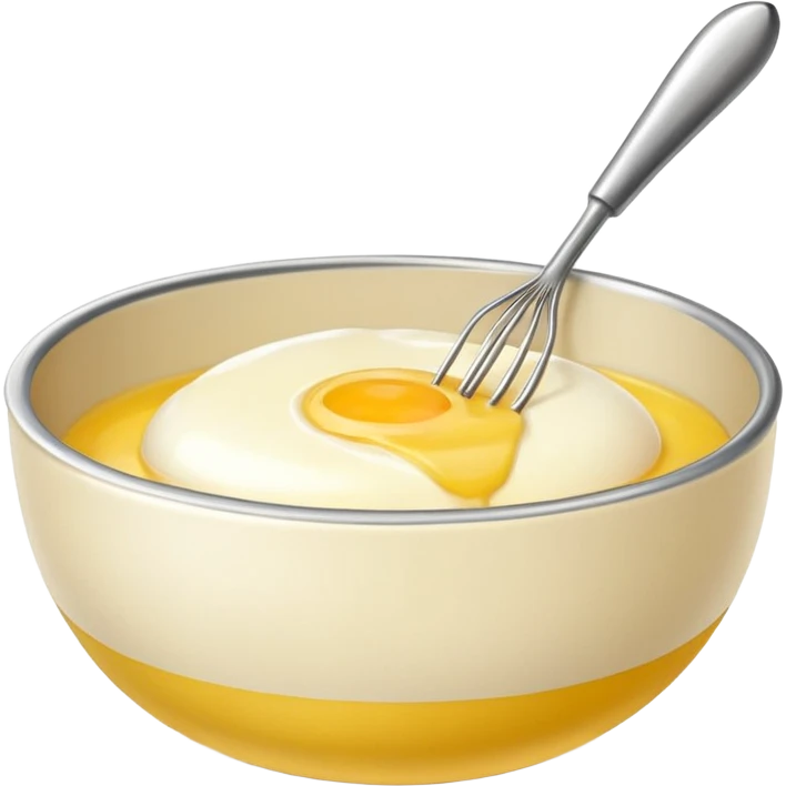 beaten egg in a bowl, There is a whisk inside the bowl. emoji