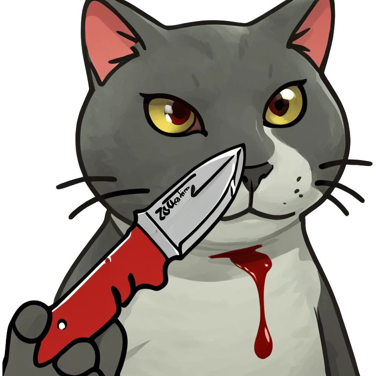 cat paw holding a bloody knife emoji