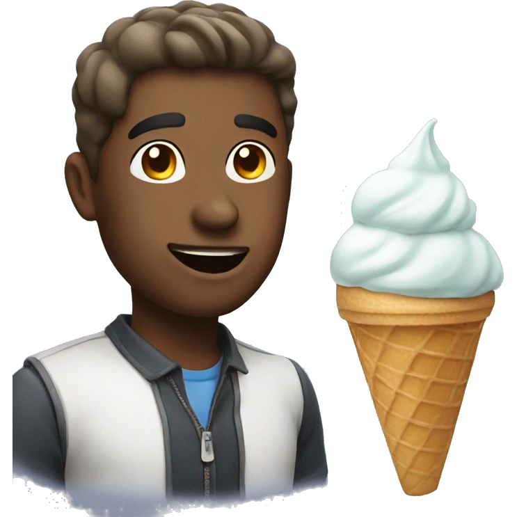 A man with ice cream emoji