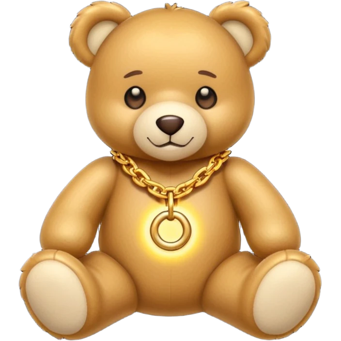 gold metal glow chain tedy bear emoji
