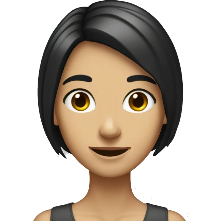skinny italian girl with short black straight hair smiling emoji