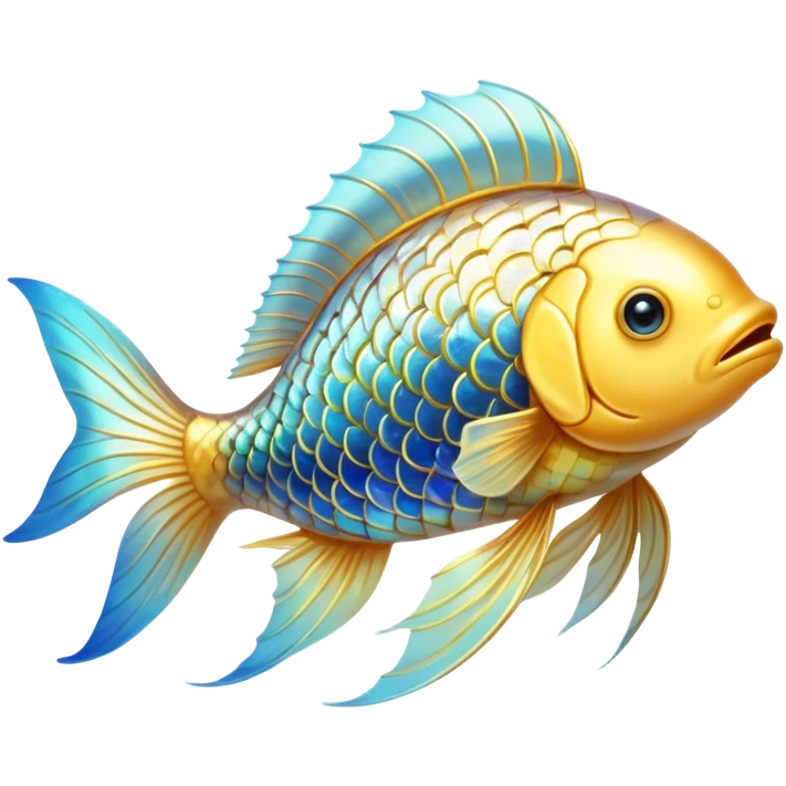 Shimmering golden fish transforming into an omega-3 symbol as it swims toward a luminous brain. Radiant neural pathways extend from the brain, meeting the flowing golden energy from the fish. All elements emit a soft ethereal glow with subtle blue undertones. emoji