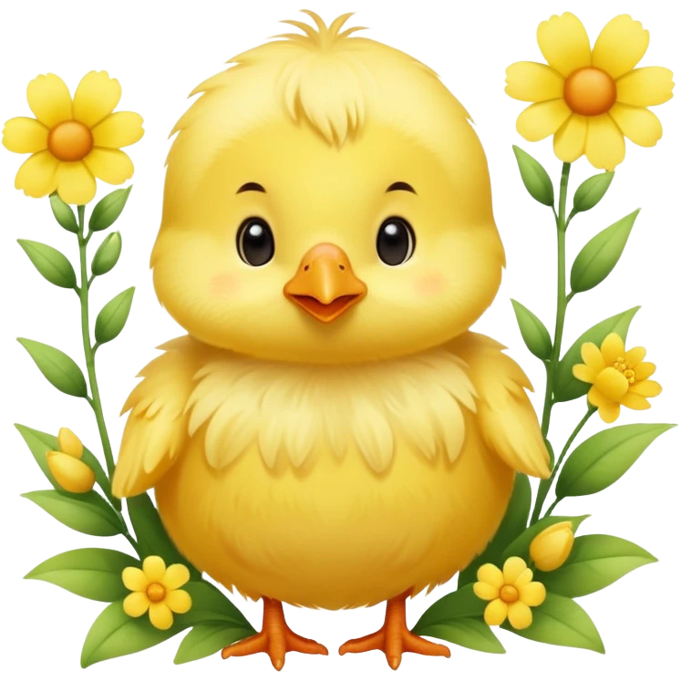 Little cute chick with flowers  emoji