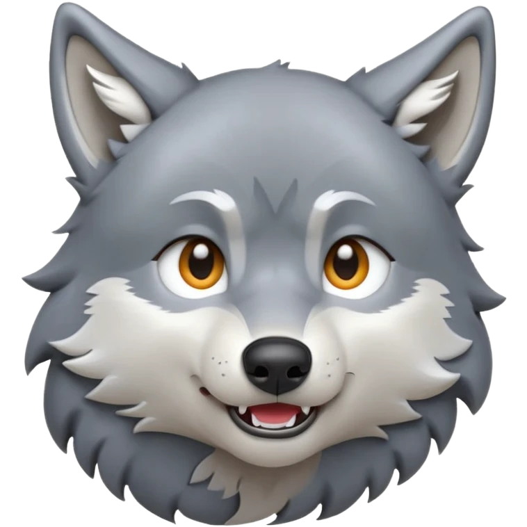 cinematic-cute-howling-wolf-portrait-emoji,-head-tilted-slightly-with-a-dramatic,-wide-open-howl,-showcasing-a-smooth-grey-and-white-fur-with-drooping-ears,-round-eyes-barely-open-in-drowsy-contentment,-simplified-yet-irresistibly-adorable zoomed out showing shoulders emoji