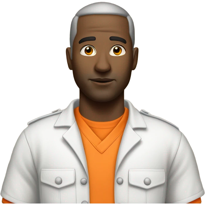 white American prisoner in an orange uniform. very realistic and detailed emoji