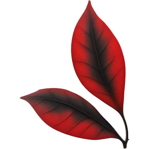 red leaf with face and black thin limbs emoji