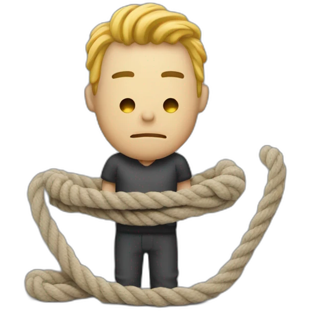 create a man with a rope sad emoji